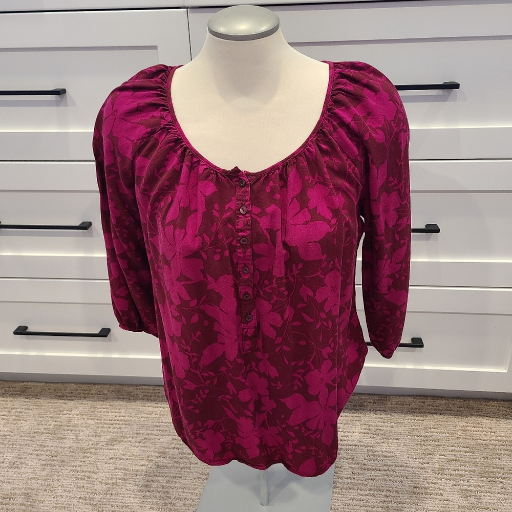 St John's Bay floral prints ¾ blouse